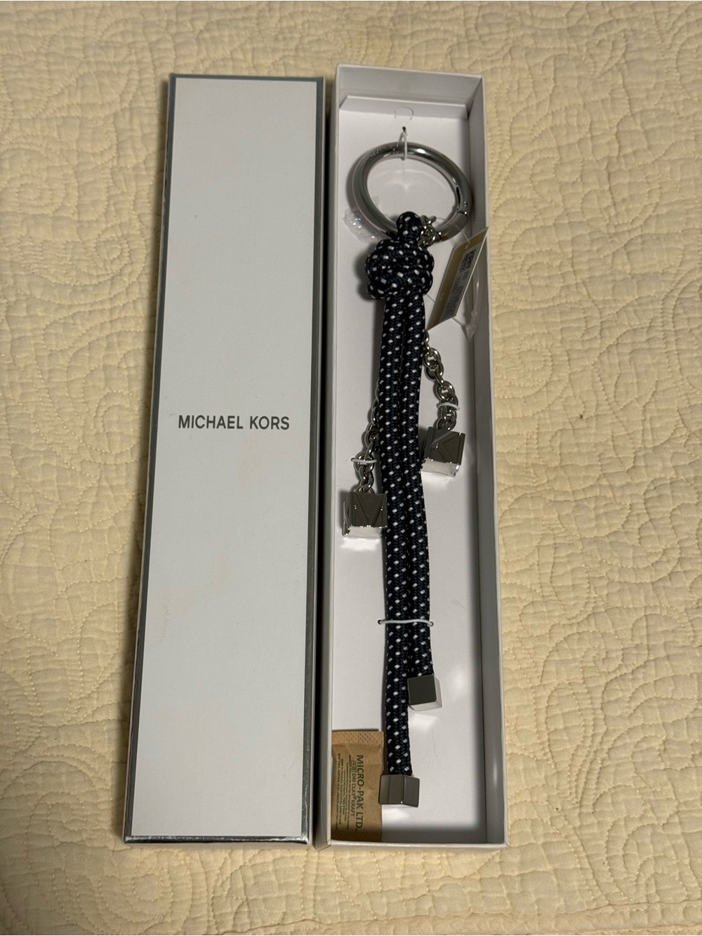 Michael Kores Bag/key charm with rope accent and MK logo charms! NWB 😍